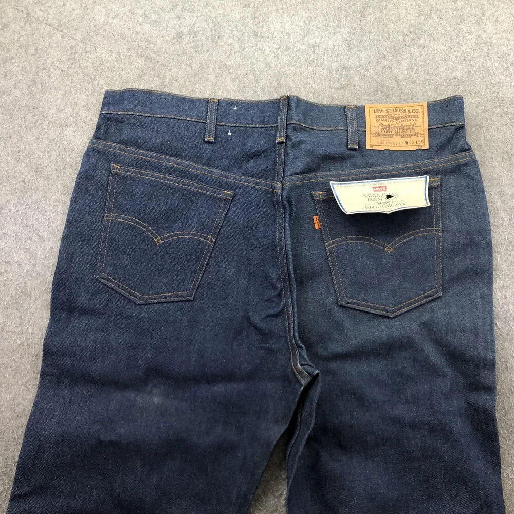 Vintage Levis Jeans Mens 40x36 Dark Wash Orange Tab Saddleman Boot Cut Cowboy